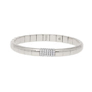 DEMEGLIO 18K White Gold Stretchable Bracelet with a Diamond Station